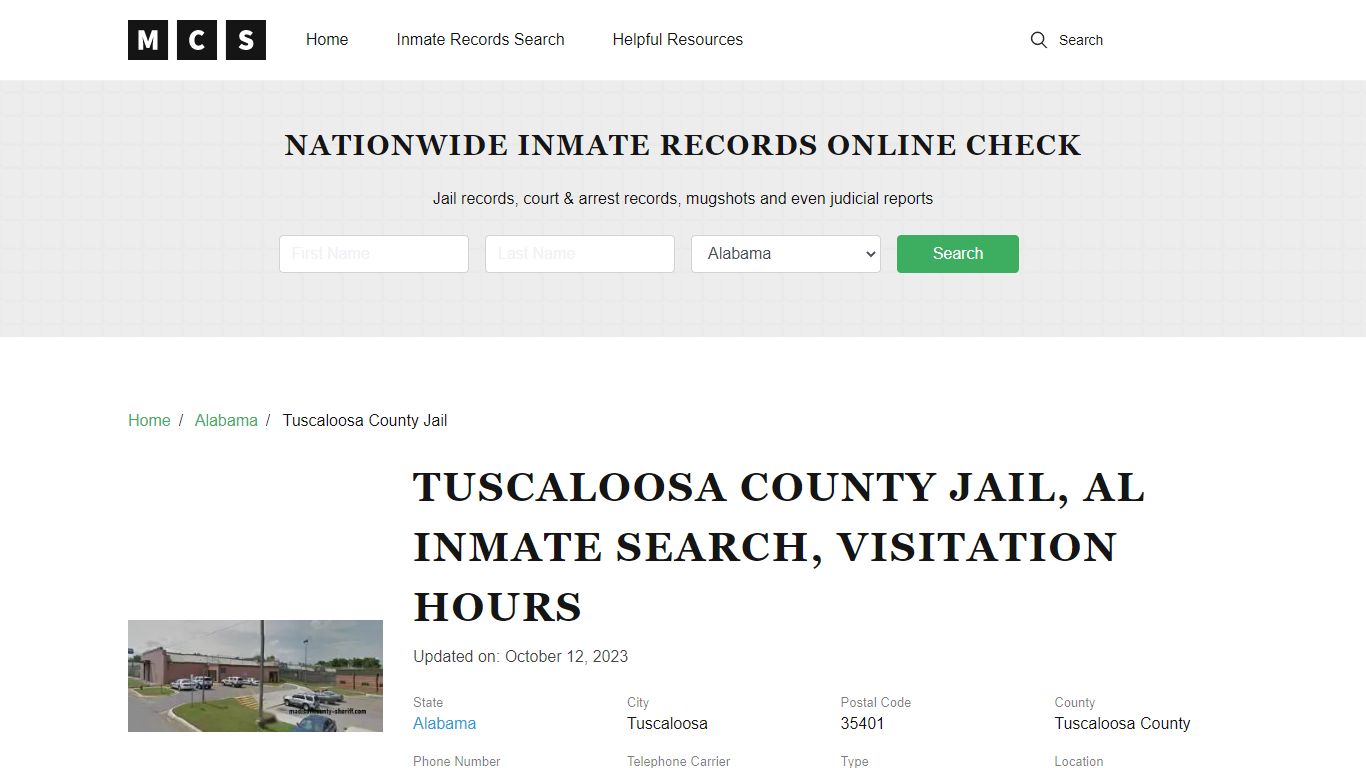 Tuscaloosa County, AL Jail Inmates Search, Visitation Rules
